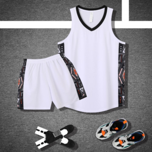 White Geometric Panel Basketball Set