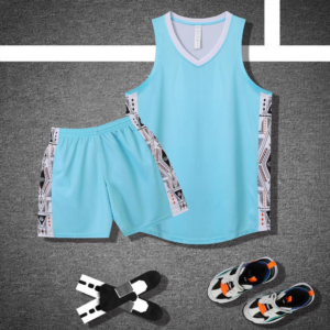 Light Blue Geometric Panel Basketball Set