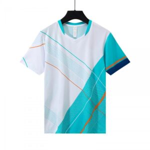 White Teal Geometric Training Jersey