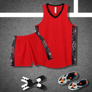Red Geometric Panel Basketball Set